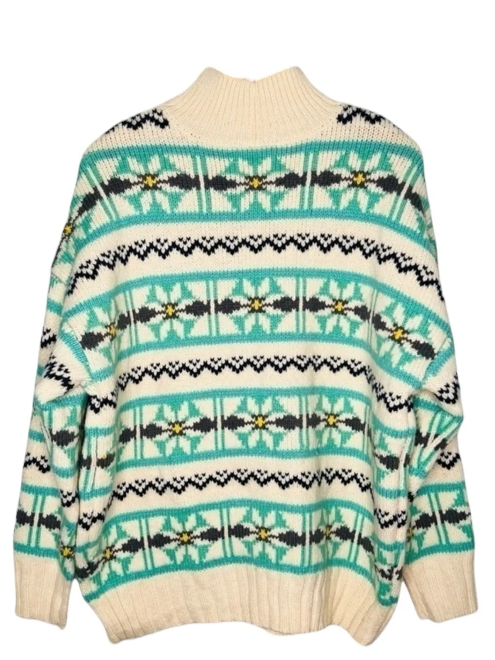 AMERICAN EAGLE Oversized Fair Isles Mock Neck Winter Sweater  Size L — WOW!!!